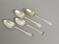 Lot 1161 - Four George II/III silver Hanoverian spoons