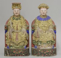 Lot 377 - A pair of carved wood figures