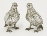 Lot 203 - A pair of novelty silver peppers modelled as grouse