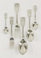 Lot 83 - A George III/modern composite silver fiddle thread and shell pattern flatware service