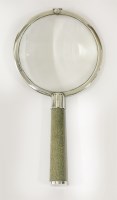 Lot 257 - A silver mounted glass and shagreen magnifying glass