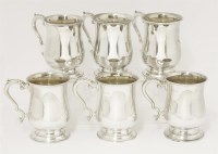 Lot 146 - A set of six silver mugs