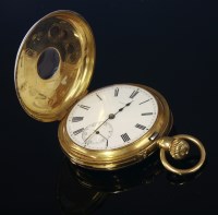 Lot 424 - An 18ct gold half hunter repeating pocket watch