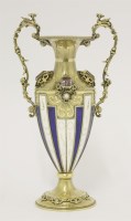 Lot 12 - A Continental silver gilt and enamel two-handled vase
