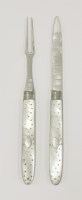 Lot 171 - A George III silver and mother-of-pearl folding knife and fork