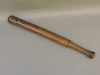 Lot 419 - A Victorian ash or elm truncheon