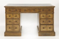 Lot 441 - A Victorian oak free-standing twin pedestal desk