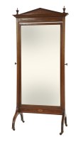 Lot 341 - An Edwardian inlaid mahogany cheval mirror