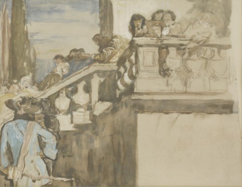 Lot 209 - Sir Frank Brangwyn RA (1867-1956) 
ON THE BALCONY
Signed with initials l.l.