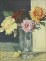 Lot 262 - Follower of Édouard Manet
STILL LIFE OF A GLASS OF FLOWERS
Indistinctly signed l.l.