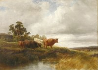Lot 250 - William Henry Pigott (1810-1901)
HIGHLAND CATTLE ON A GRASSY BANK BY A POND
Signed and dated '78 l.r.