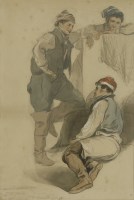 Lot 198 - Attributed to Henry Perlee Parker (1795-1873)
STUDY OF THREE FISHERMEN
Inscribed 'From nature