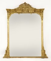 Lot 435 - A large Victorian giltwood and gesso overmantel mirror