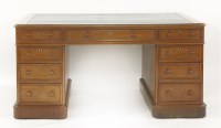 Lot 461 - A Victorian mahogany pedestal partners' desk