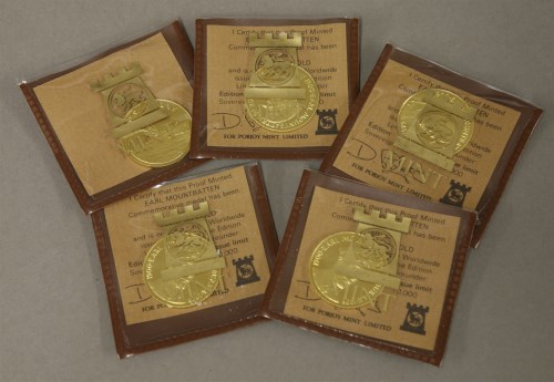 Lot 1000 - Five 9ct gold Earl Mountbatten commemorative coins