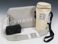 Lot 390 - A Chanel cream canvas shopper bag