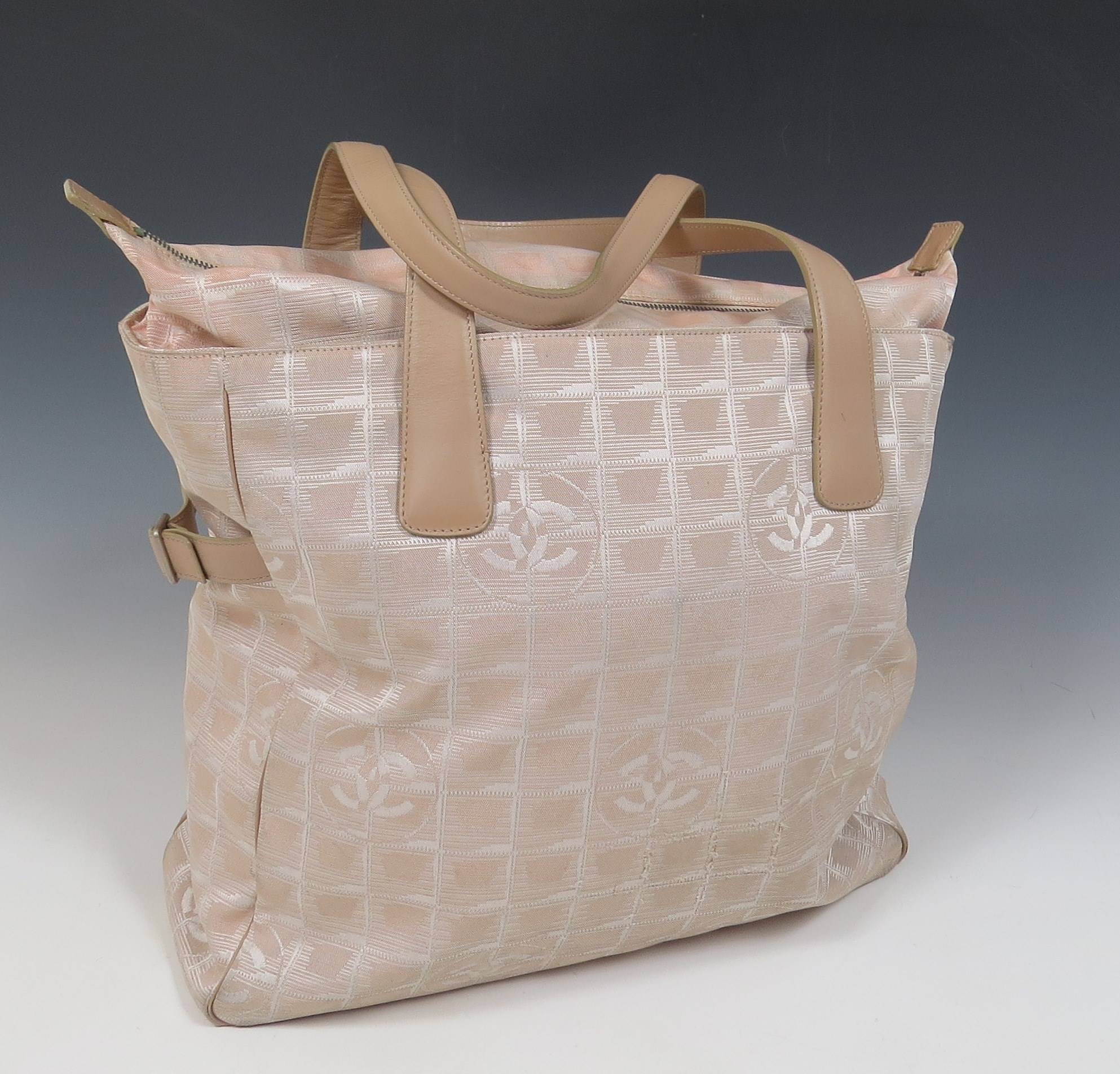 chanel grey canvas tote