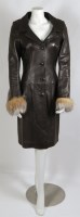 Lot 321 - A Jean-Claude Jitrois brown lambskin leather mid-length coat