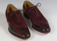 Lot 139 - A pair of gentlemen's Gravati burgundy leather and suede lace-up brogue shoes