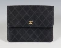 Lot 382 - A Chanel black satin wallet clutch Bag