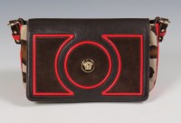 Lot 384 - A Versace brown and red leather handbag