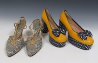 Lot 144 - A pair of 1960s yellow leather platform shoes