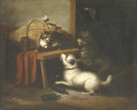 Lot 244 - Circle of George Armfield (1810-1893)
TERRIERS CORNERING A CAT IN A BARN
Oil on canvas
51 x 61cm