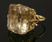 Lot 489 - A single stone smokey quartz ring