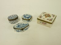 Lot 110 - Four French faience shaped trinket boxes