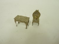 Lot 103 - A miniature silver chair and table