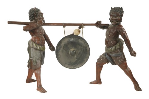 Lot 56 - An impressive pair of life-size wood and gesso oni
