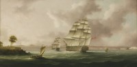 Lot 228 - Thomas Butterworth Snr. (1768-1842)
A BRITANNIA FIRST RATE SHIP OF THE LINE (100 GUNS) UNDER FULL SAIL