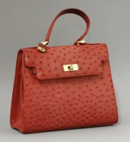 Lot 407 - A Wigmore red ostrich skin handbag