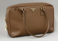 Lot 432 - A Prada brown Saffiano leather tote handbag
with 'GH' hardware
