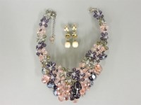 Lot 6 - A crystal flower head cluster bib necklace