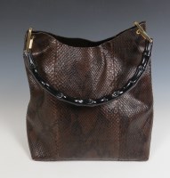 Lot 416 - A Gucci brown snakeskin hobo tote handbag