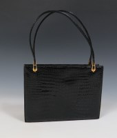 Lot 436 - A 1960s black crocodile bag