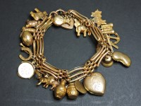 Lot 97 - A three row gold gate bracelet