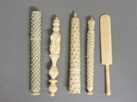 Lot 61 - Four Victorian ivory needle cases