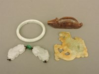 Lot 67A - Five pieces of mixed Chinese jade