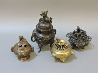 Lot 192 - Four late 19th century Chinese incense burners