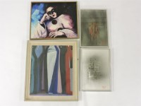 Lot 388 - Signorina Vanna Nicolotti
FIGURE
Signed oil
59 x 50cm;
and three further abstract works