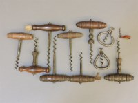 Lot 109 - Eight 19th century corkscrews