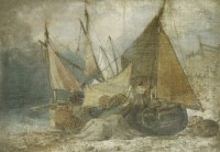 Lot 443 - William Collins RA (1788-1847)
FISHERMEN AND BEACHED BOATS
Signed l.l.