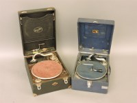 Lot 279 - Two portable wind up gramophones