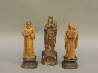 Lot 342 - An antique carved softwood figure of the Virgin Mary and Christ Child