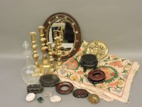 Lot 213 - Two pairs of brass candlesticks