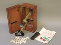 Lot 110 - A 19th century French brass student's microscope