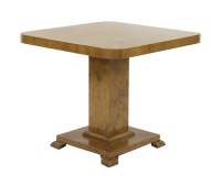 Lot 241 - An Art Deco walnut pedestal coffee table