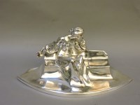 Lot 375 - A Kayser silver plated Art Nouveau desk stand and inkwell